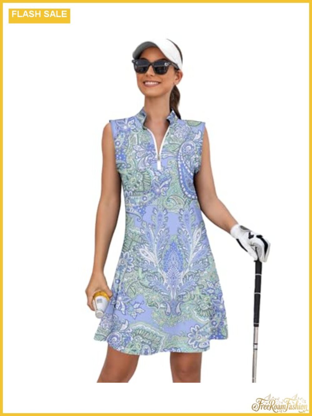 Womens Tennis Dress Sleeveless Golf Dress with Pockets Quarter Zip Stand Collar